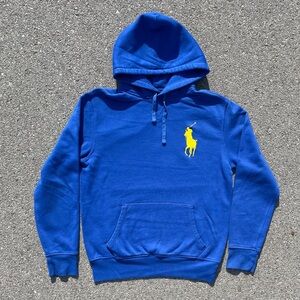 Vtg Polo Ralph Lauren Big Pony 3 Hoodie Blue Gorpcore Streetwear (M)